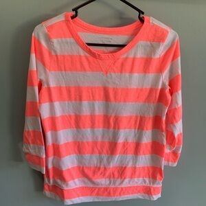 GAP Round Neck White & Coral Striped Pullover Shirt Women's Size small